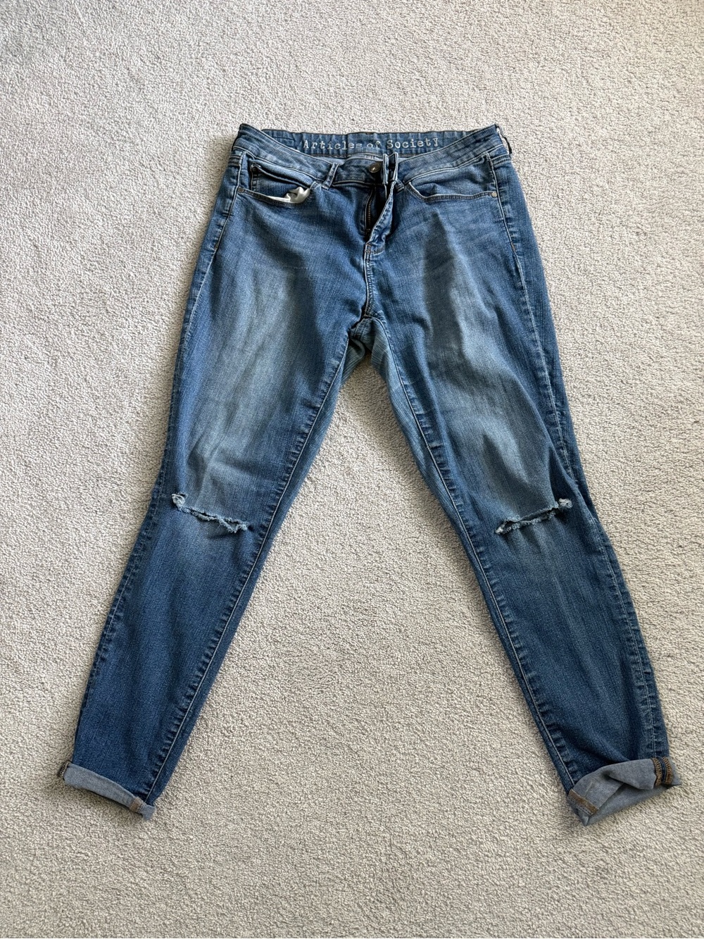 Articles Of Society Medium Blue Distressed Boyfriend Jeans